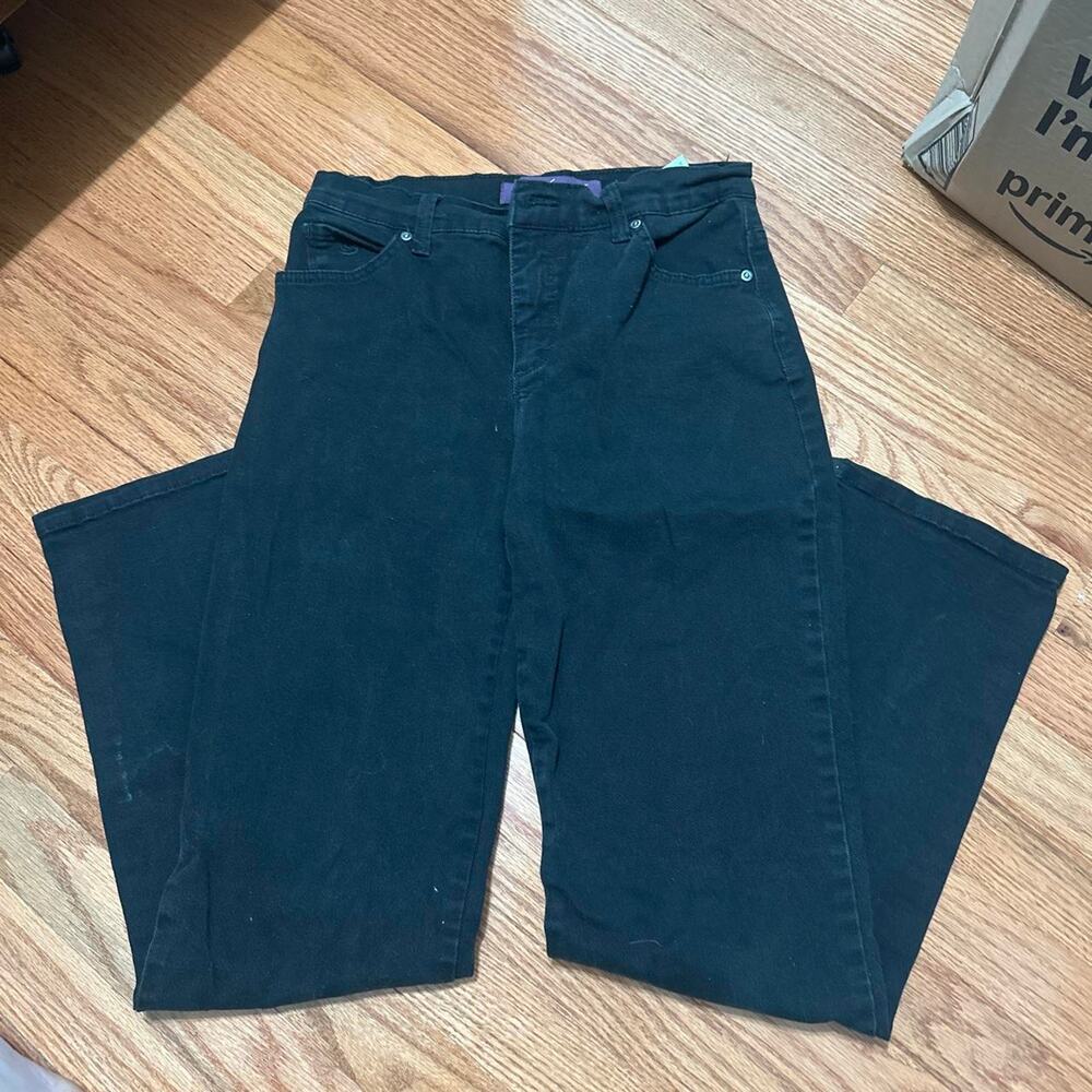 Black straight leg jeans with